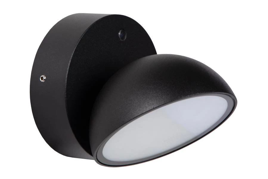 Lucide FINN - Lámpara de pared Dentro/Fuera - LED - 1x12W 3000K - IP54 - Sensor día/noche - Negro - apagado